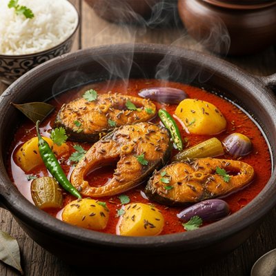 Macher Jhal with Aloo